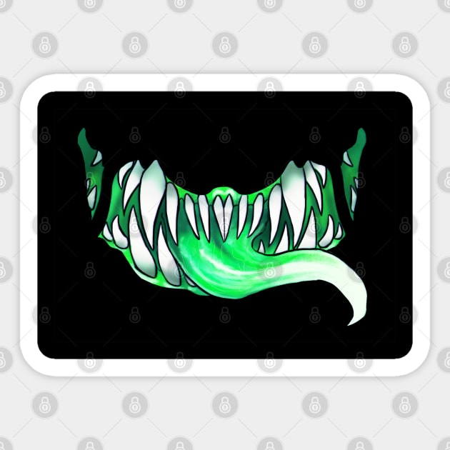 Green Monster Mouth Sticker by RufiDesigns